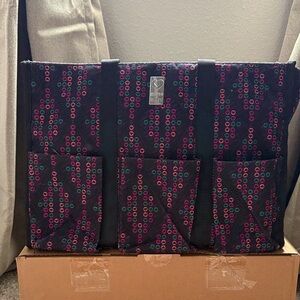 Dark Purple Nurse Tote with Pink and Teal Accents